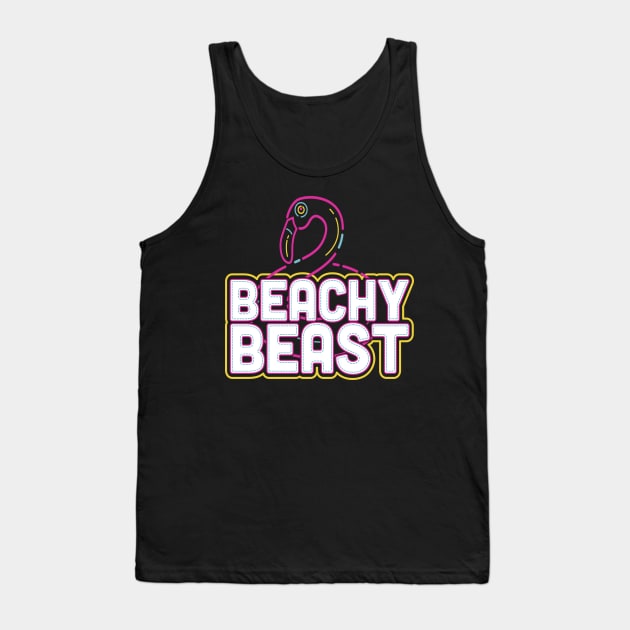 Beachy Beast 80s 90s Retro Flamingo Tank Top by holger.brandt